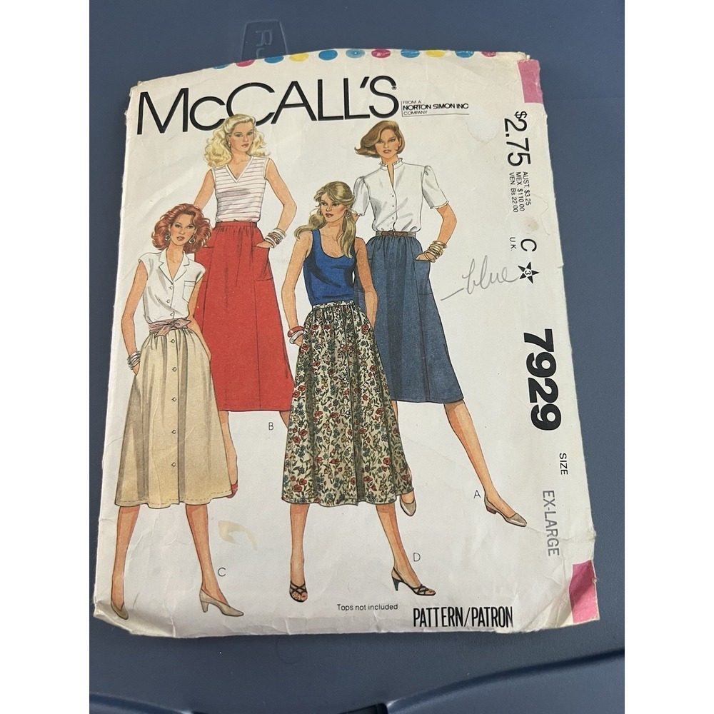 🧵 McCall's 7929‎ Women's Skirt Pattern – Size XL (22–24) – CUT ✂️